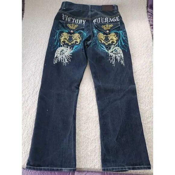 Vintage Antique Gold Brooklyn Fit 34Wx32I  Streetwear Funky Denim Jeans