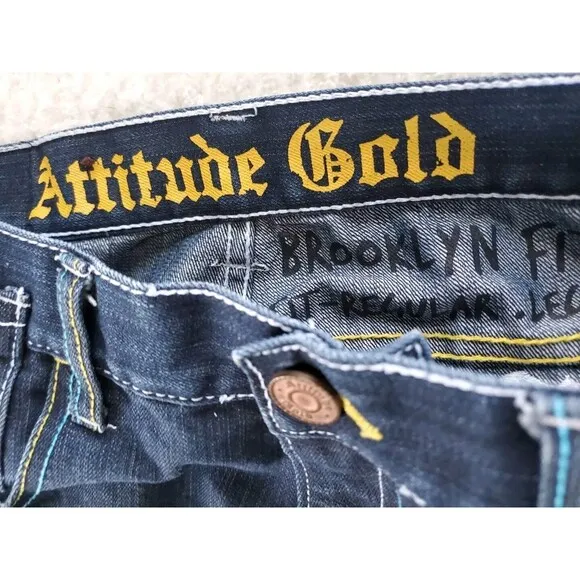 Vintage Antique Gold Brooklyn Fit 34Wx32I  Streetwear Funky Denim Jeans