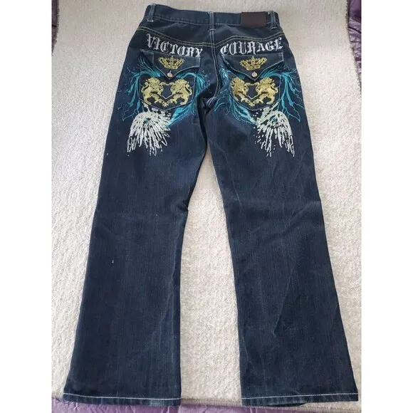 Vintage Antique Gold Brooklyn Fit 34Wx32I  Streetwear Funky Denim Jeans