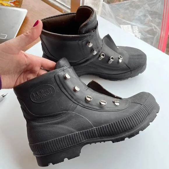 Vintage L.L. Bean DryBoot Rubber Hiking Boots Sz 9 Waterproof Workwear