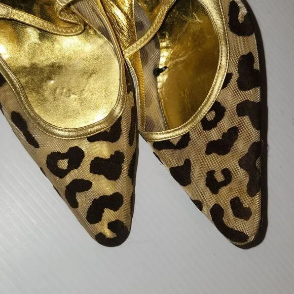 Vintage Manolo blanick leather animal print Slingback sandals