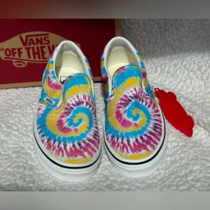 Vintage NWT Authentic Vans Kids Tie-Dye Classic Slip-On Sneakers / Shoes