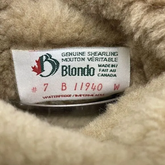 Vintage BLONDO Suede Boots Women 7 B Genuine Shearling Lined Waterproof Tan