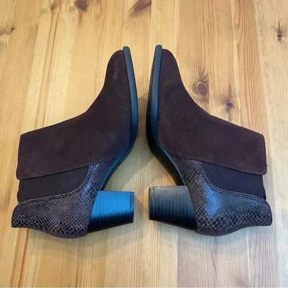 Vionic New Anne Leather &amp; Snakeskin Ankle Boots Booties Western Coastal Cowgirl