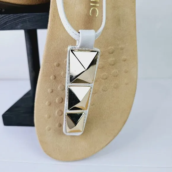 Vionic White Gold Orthaheel Rest NALA Embellished Flat Sandals 11W