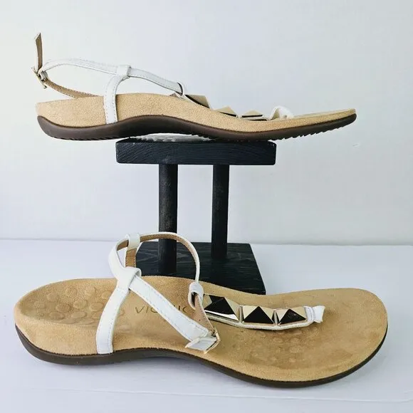 Vionic White Gold Orthaheel Rest NALA Embellished Flat Sandals 11W