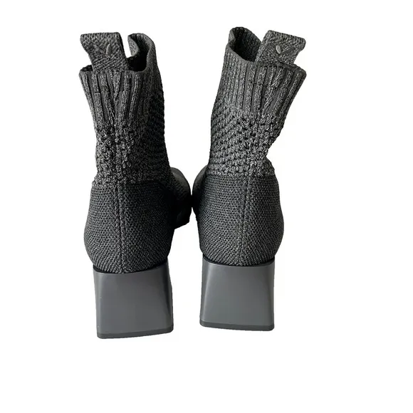 Vivaia Melissa Square Toe Heeled Comfort Perforated Knit Boots Gray Size 40/US 9