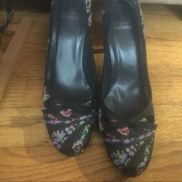 Weitzman Black Floral Pattern Shoes &amp; Purse