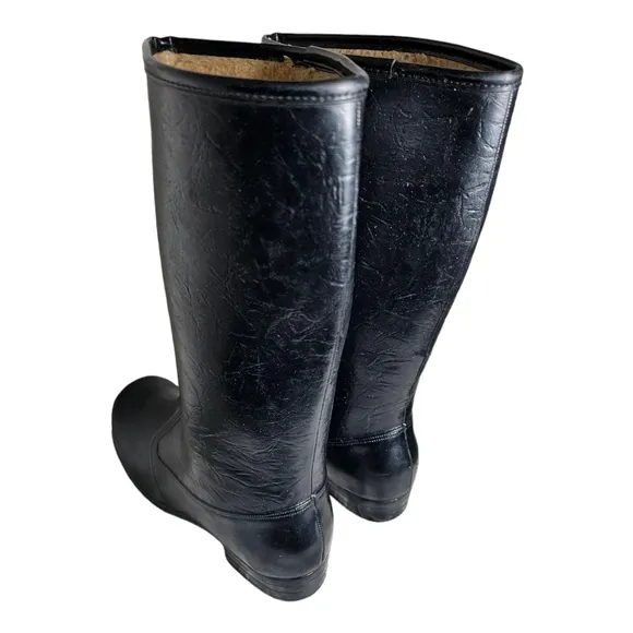 Winter Carnival Faux Fur Lined Rubber Rain Garden Boots Womens Size 10 Vintage