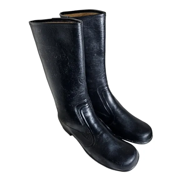 Winter Carnival Faux Fur Lined Rubber Rain Garden Boots Womens Size 10 Vintage