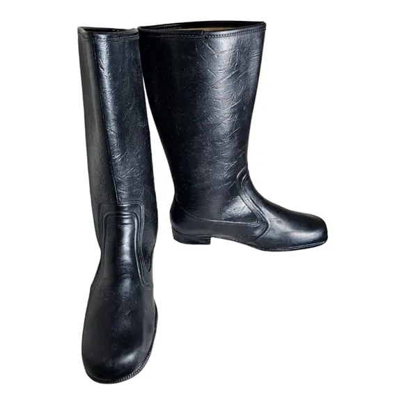Winter Carnival Faux Fur Lined Rubber Rain Garden Boots Womens Size 10 Vintage