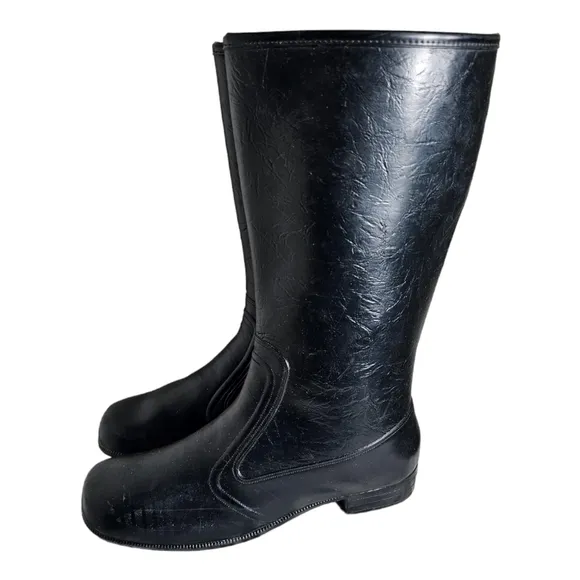 Winter Carnival Faux Fur Lined Rubber Rain Garden Boots Womens Size 10 Vintage