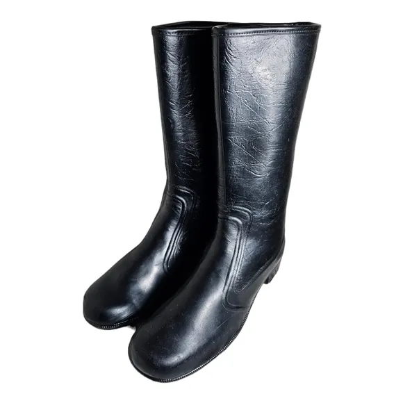 Winter Carnival Faux Fur Lined Rubber Rain Garden Boots Womens Size 10 Vintage