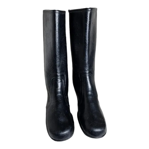 Winter Carnival Faux Fur Lined Rubber Rain Garden Boots Womens Size 10 Vintage