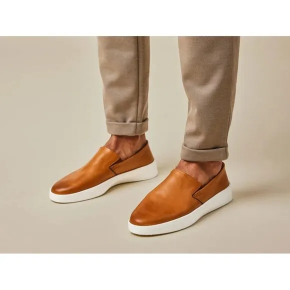 Wolf and Shepherd Cruise Honey Brown Leather Slip On Shoes Unisex W10 M8 NEW