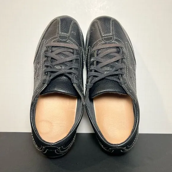 Womens APEX Robyn Chop Out Black Leather Oxford Shoes / Size 7 Extra Wide