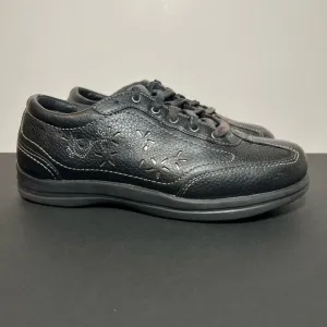 Womens APEX Robyn Chop Out Black Leather Oxford Shoes / Size 7 Extra Wide