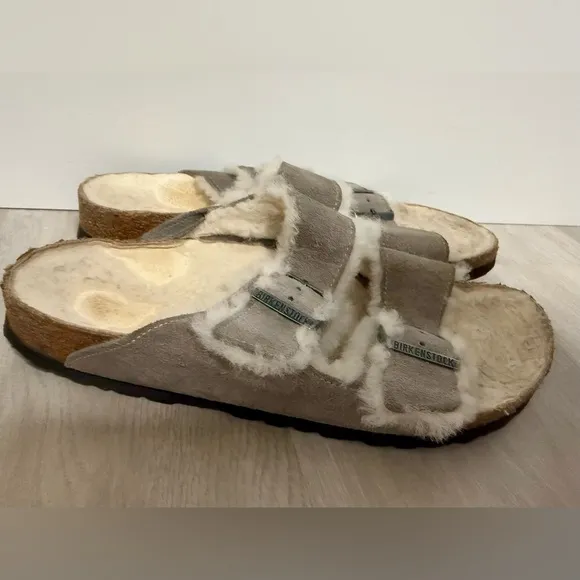 Womens Birkenstock Arizona Sz 41 US 10 Sherpa Fur Suede Shearling Sandals