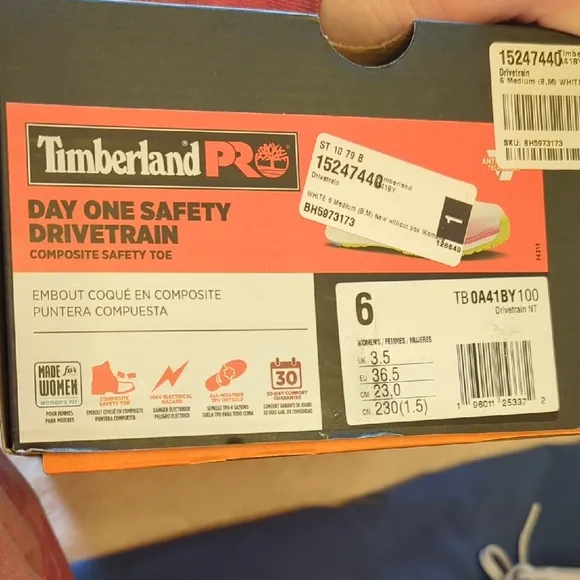 Womens Timberland PRO White Compopsite Toe Sneakers with Blue Accents Size 6