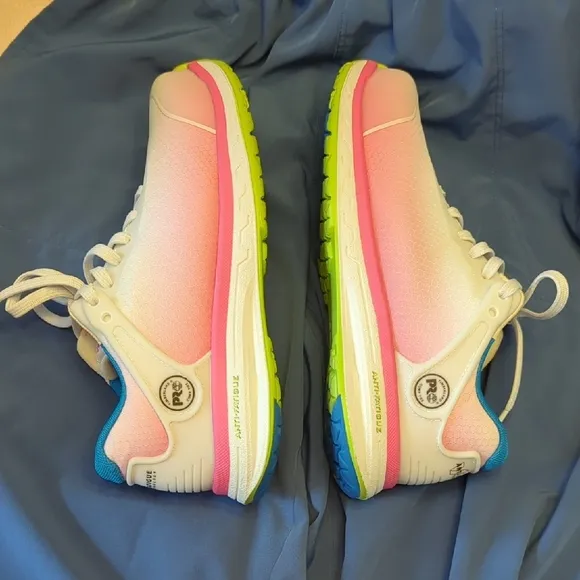 Womens Timberland PRO White Compopsite Toe Sneakers with Blue Accents Size 6