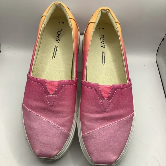 Women's TOMS Slip On Sneakers, Size 7.5, Pink Ombre
