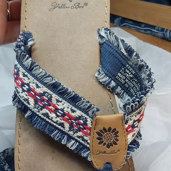 Yellowbox red white and blue women's sandals size 6.5