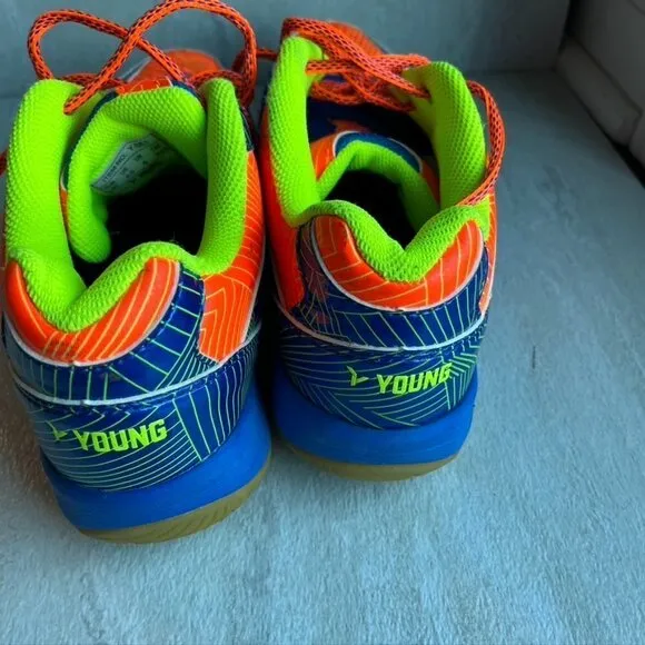 Young Neon Blue Orange Pickleball Volleyball Shoes Sneakers mens 6.5 Womens 8
