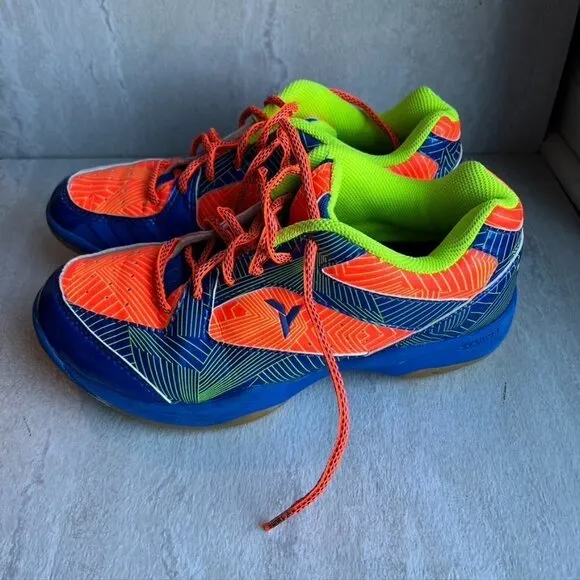 Young Neon Blue Orange Pickleball Volleyball Shoes Sneakers mens 6.5 Womens 8