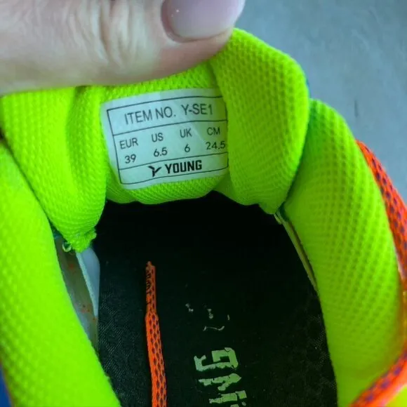 Young Neon Blue Orange Pickleball Volleyball Shoes Sneakers mens 6.5 Womens 8
