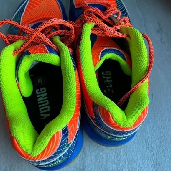 Young Neon Blue Orange Pickleball Volleyball Shoes Sneakers mens 6.5 Womens 8