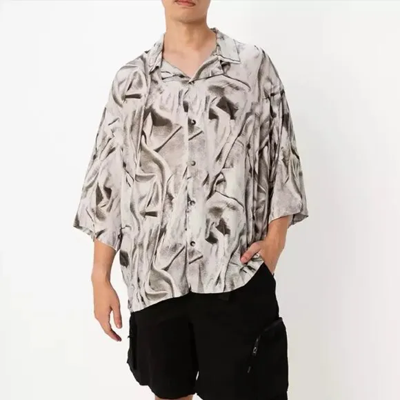 Zara Abstact Printed Collared Short Sleeve Shirt