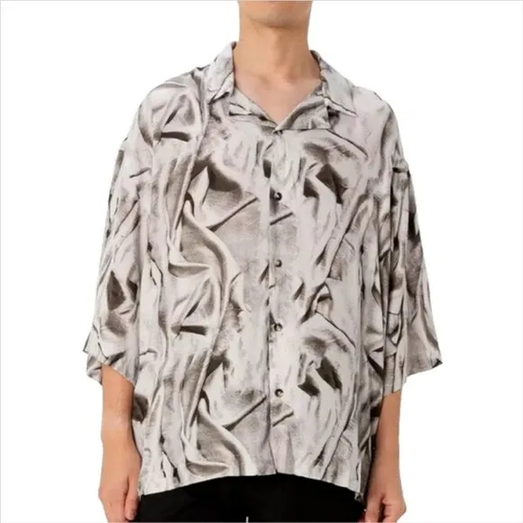 Zara Abstact Printed Collared Short Sleeve Shirt