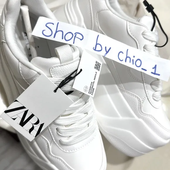 ZARA FLATFORM RUNNING SHOES Stylish White Platform Sneakers bloggers favorite