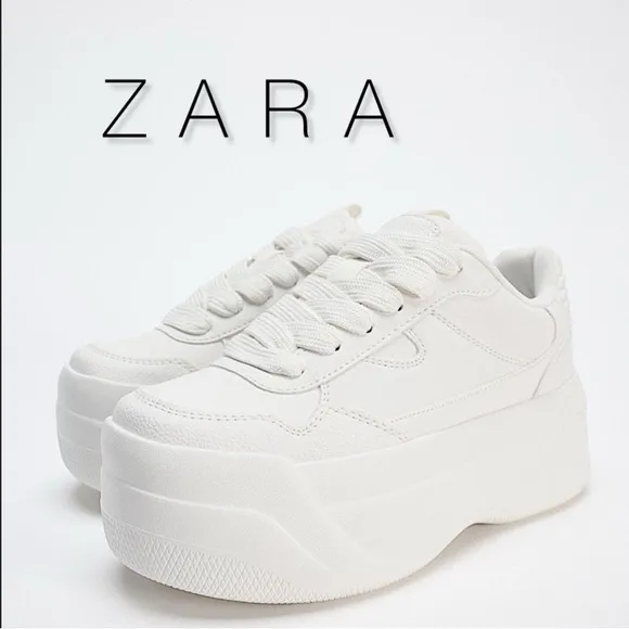 ZARA FLATFORM RUNNING SHOES Stylish White Platform Sneakers bloggers favorite