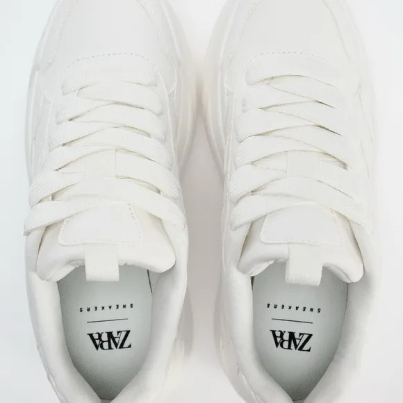 ZARA FLATFORM RUNNING SHOES Stylish White Platform Sneakers bloggers favorite