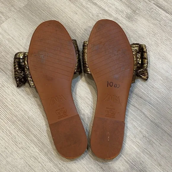 Zara gold bow sandals Size 40