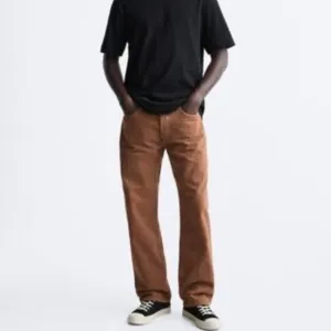 Zara Straight Fit Copper Brown Denim Jeans