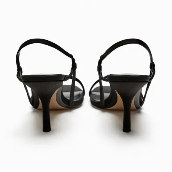 Zara Sz 38/ 7.5 black strappy heeled sandals.